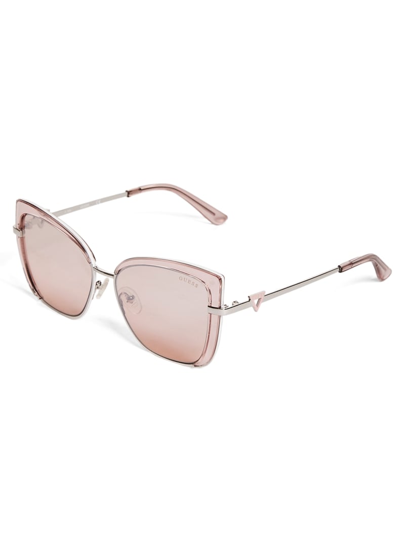 Okulary Słoneczne Damskie Guess Tinted Cat-Eye Różowe Bordowe | 425098-WND