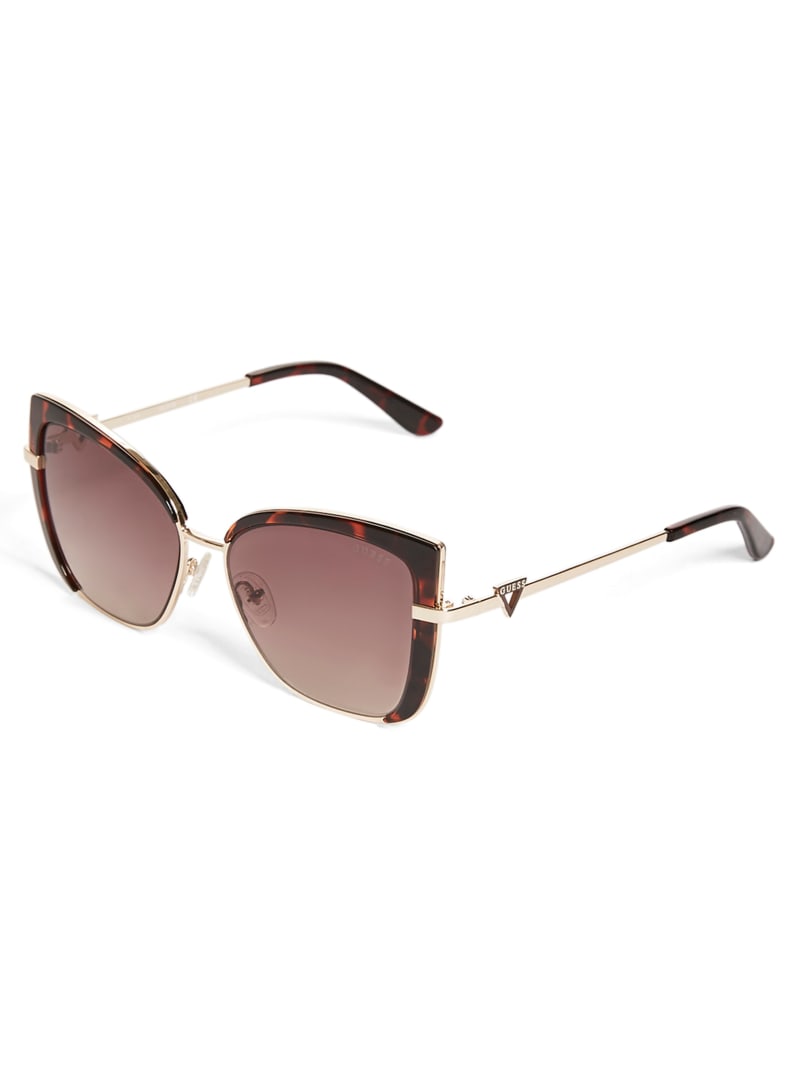 Okulary Słoneczne Damskie Guess Tinted Cat-Eye Złote | 625984-UGM