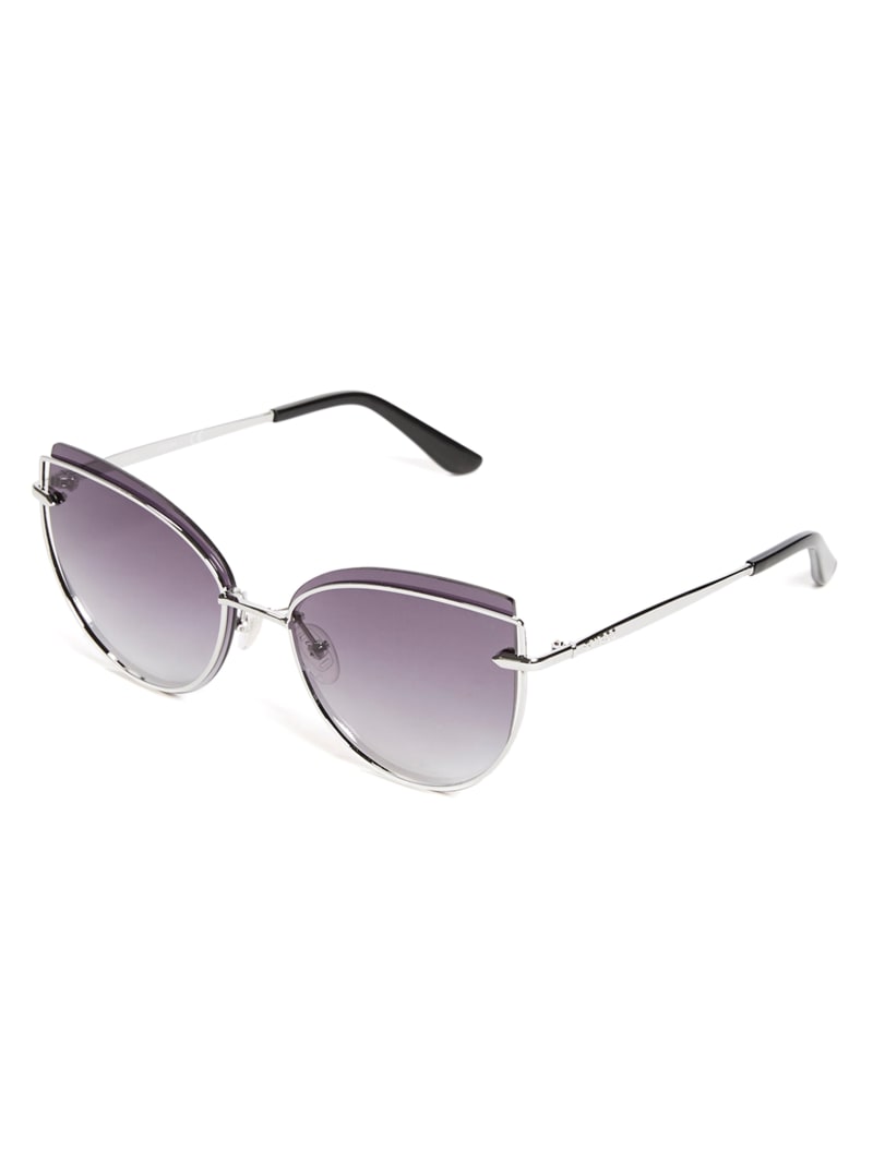 Okulary Słoneczne Damskie Guess Wired Cat Eye Srebrne | 096724-XOC