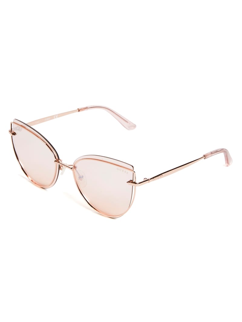 Okulary Słoneczne Damskie Guess Wired Cat Eye Różowe Złote | 109685-KUE