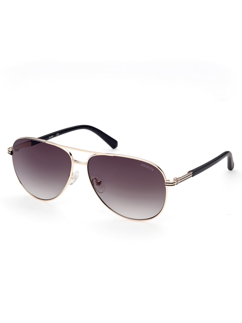 Okulary Słoneczne Męskie Guess Aviator Metal Różowe Złote | 756031-CJW