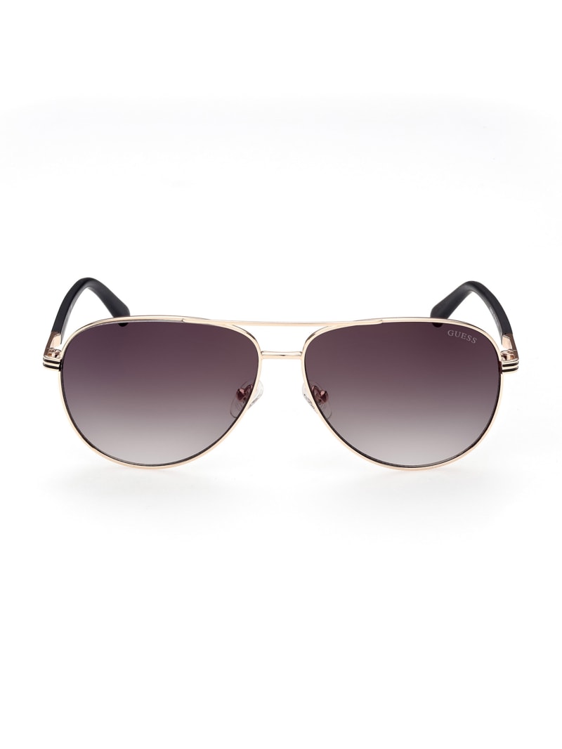 Okulary Słoneczne Męskie Guess Aviator Metal Różowe Złote | 756031-CJW