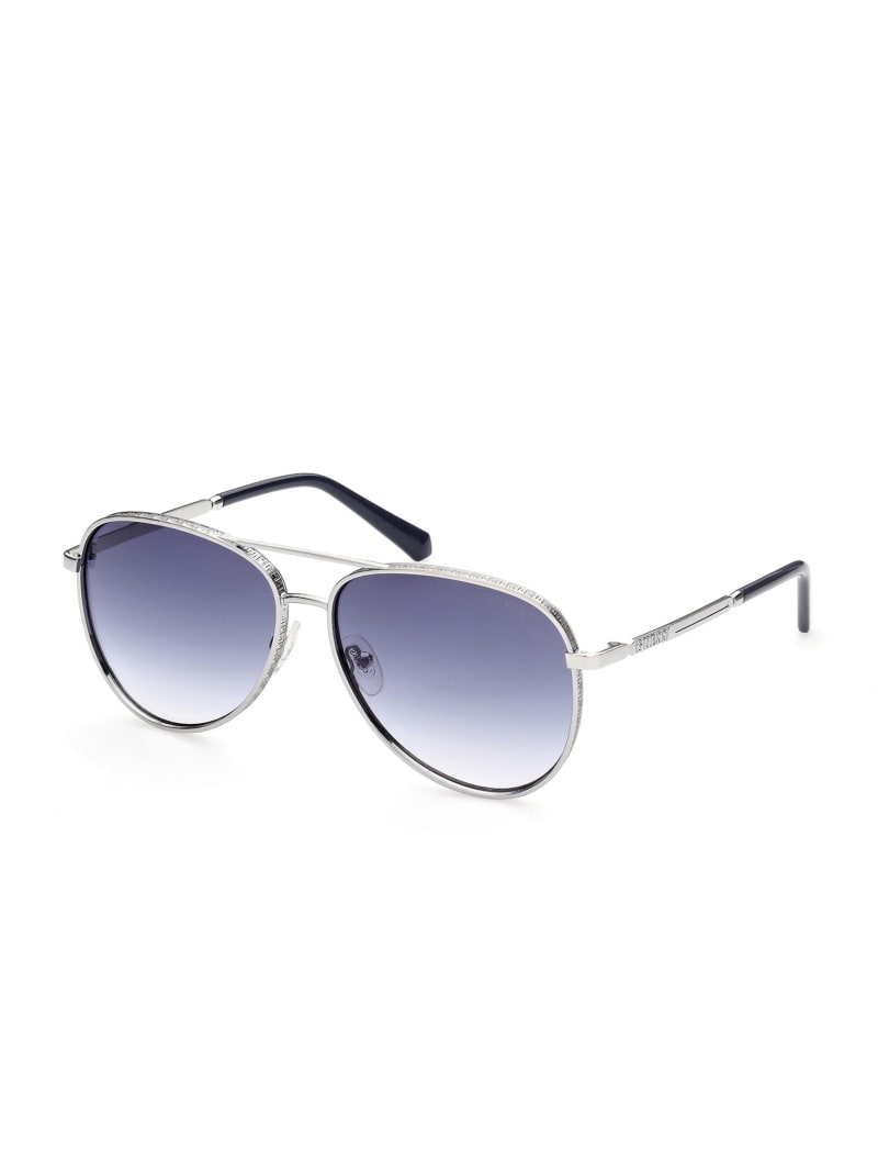 Okulary Słoneczne Męskie Guess Aviator Srebrne | 364028-ROH