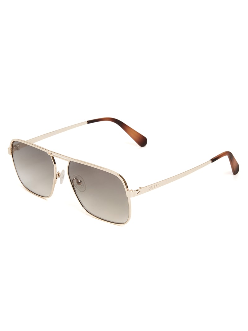 Okulary Słoneczne Męskie Guess Top Bar Aviator Złote | 248651-WOP