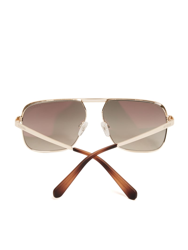 Okulary Słoneczne Męskie Guess Top Bar Aviator Złote | 248651-WOP