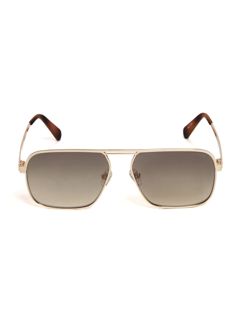 Okulary Słoneczne Męskie Guess Top Bar Aviator Złote | 248651-WOP