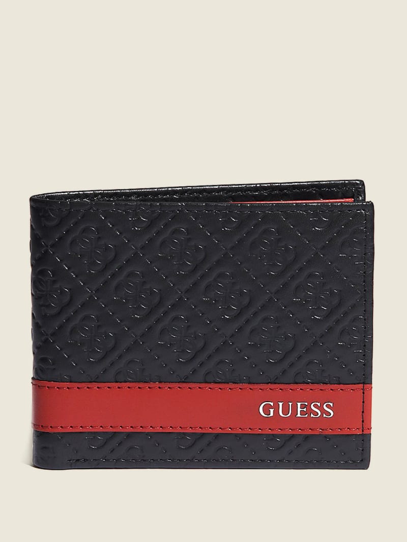 Plecaki Męskie Guess Mesa Double Billfold Czarne Czerwone | 430856-OSI