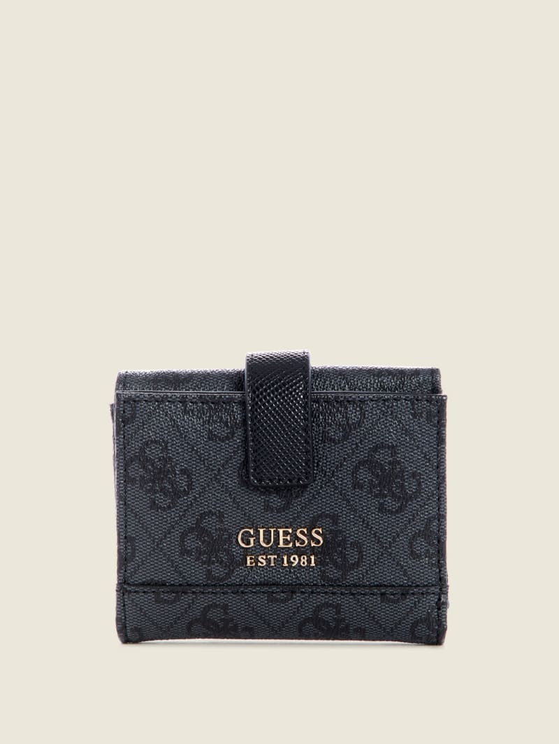 Portfele Damskie Guess Cordelia Logo Small Trifold Niebieskie | 417568-SWJ