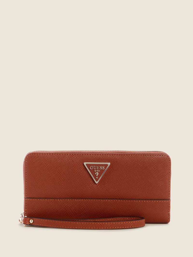 Portfele Damskie Guess Cordelia Zip-Around Brązowe | 237608-MWA