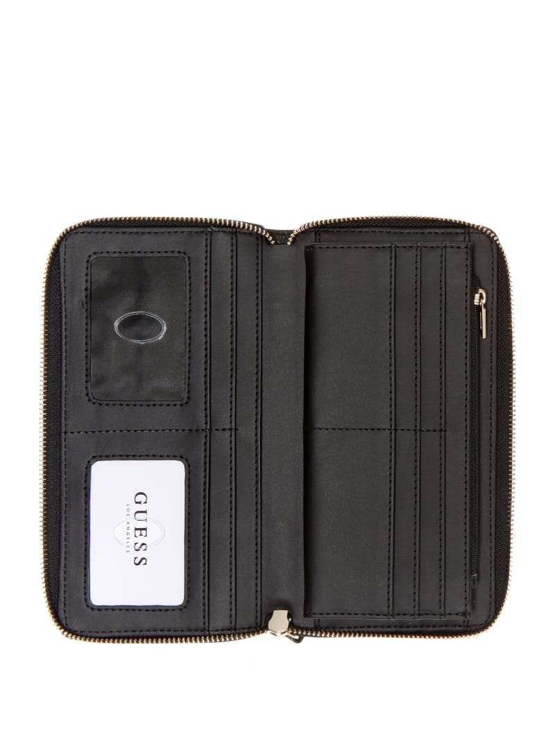 Portfele Damskie Guess Gillian Check Organizer Czarne | 937045-FER