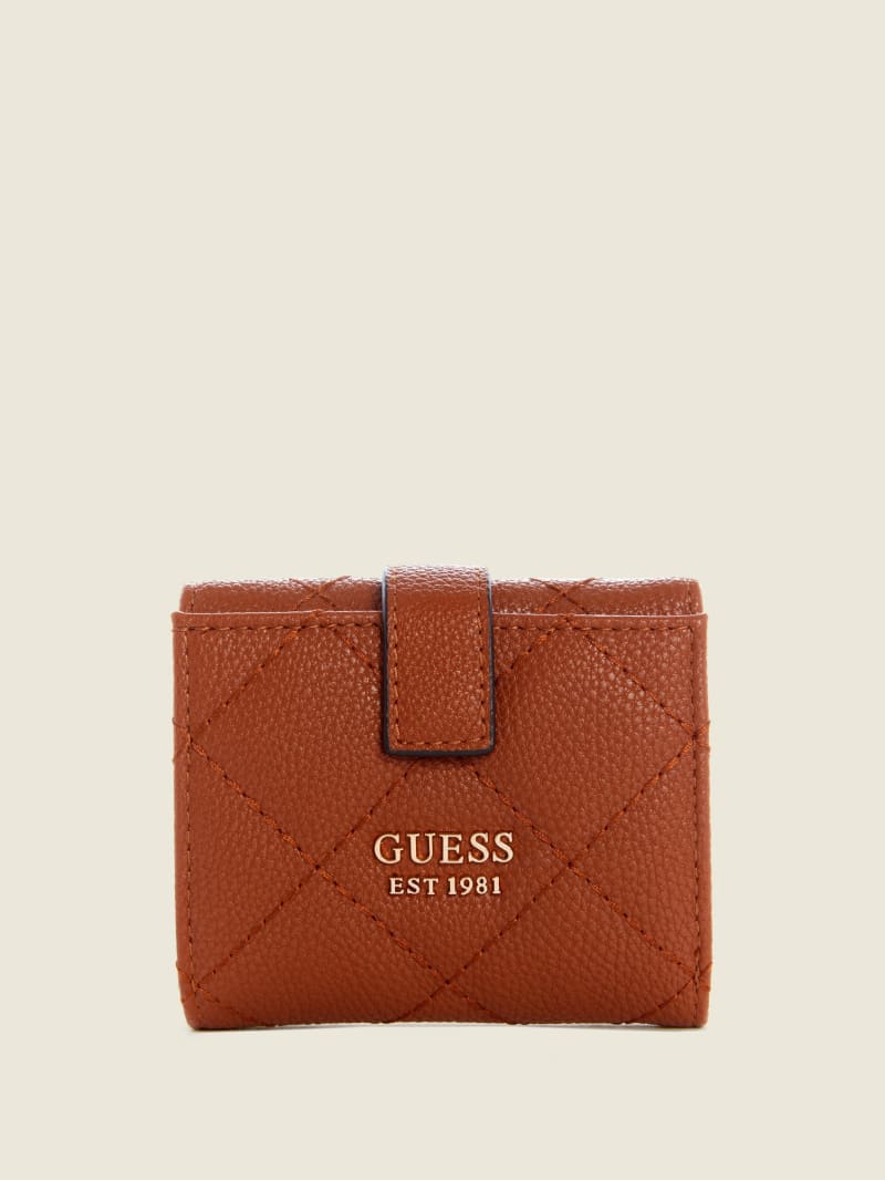 Portfele Damskie Guess Gillian Petite Trifold Brązowe | 230157-IWV