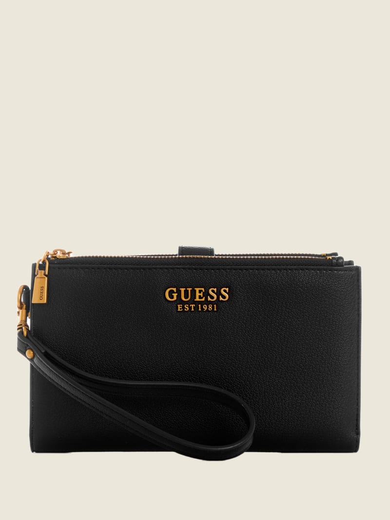 Portfele Damskie Guess Kristle Zip Organizer Czarne | 982045-CPV