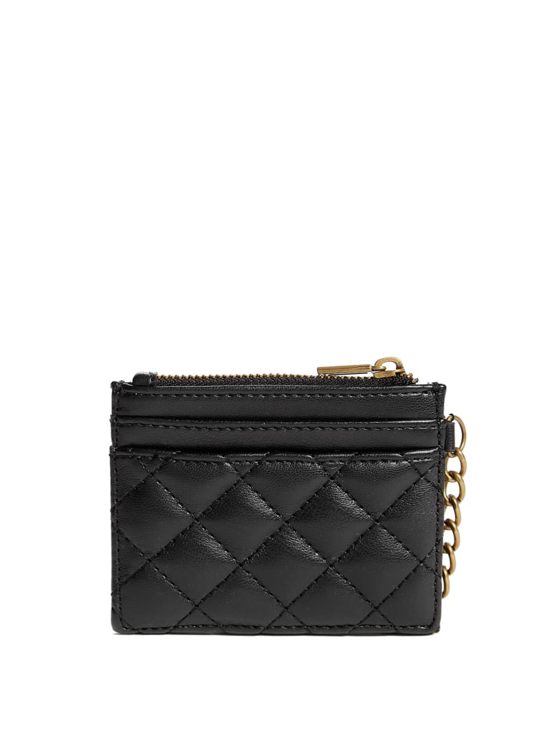 Portfele Damskie Guess Quilted Card Holder Czarne | 298364-ASI