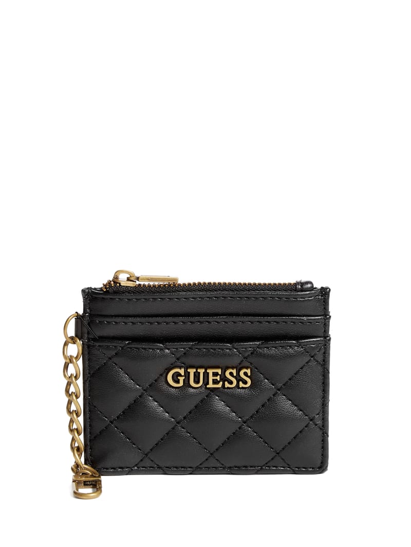 Portfele Damskie Guess Quilted Card Holder Czarne | 298364-ASI