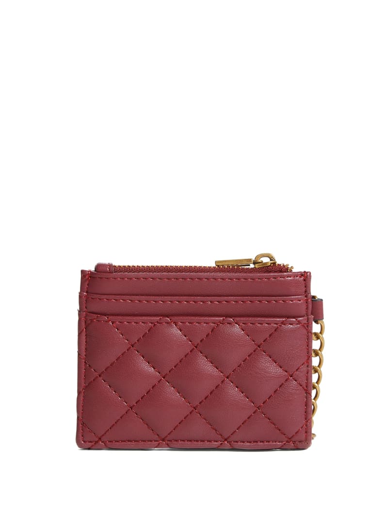 Portfele Damskie Guess Quilted Card Holder Bordowe | 510376-SAC