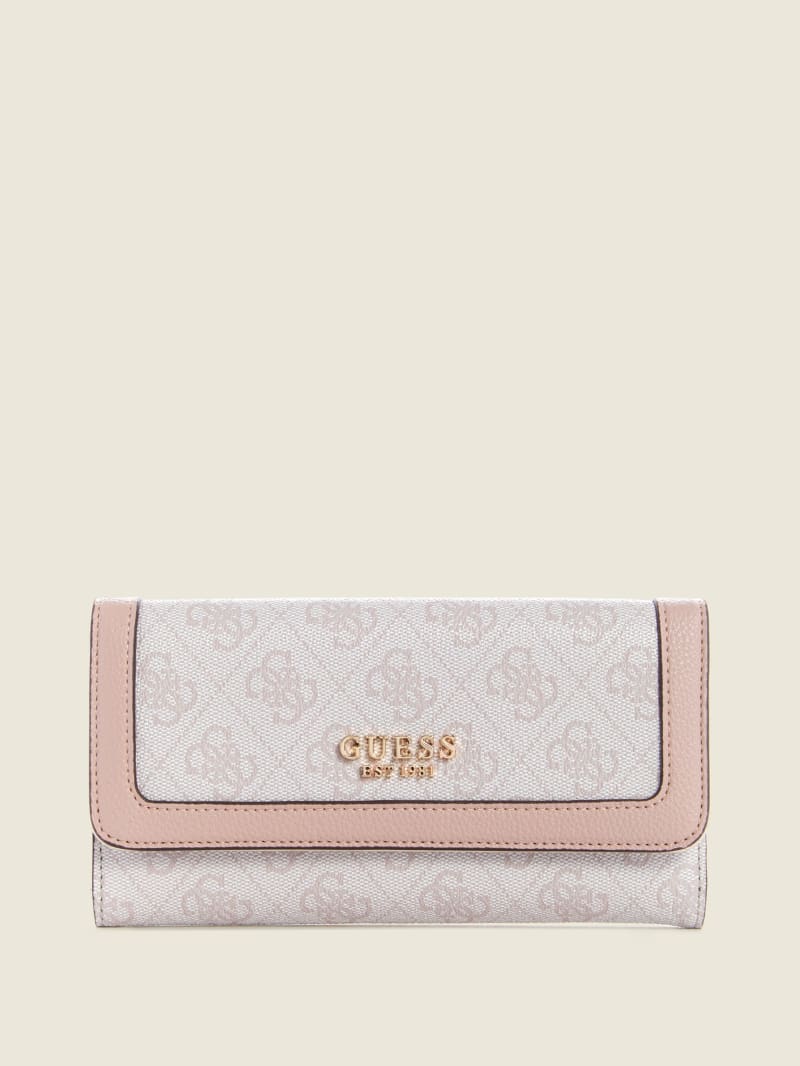 Portfele Damskie Guess Zadie Logo Multi Clutch Różowe | 032146-IJM