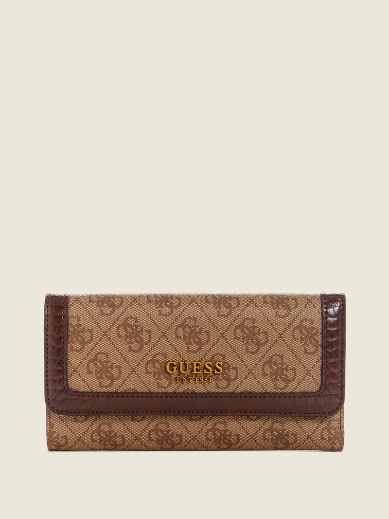 Portfele Damskie Guess Zadie Logo Multi Clutch Brązowe | 716925-PBI