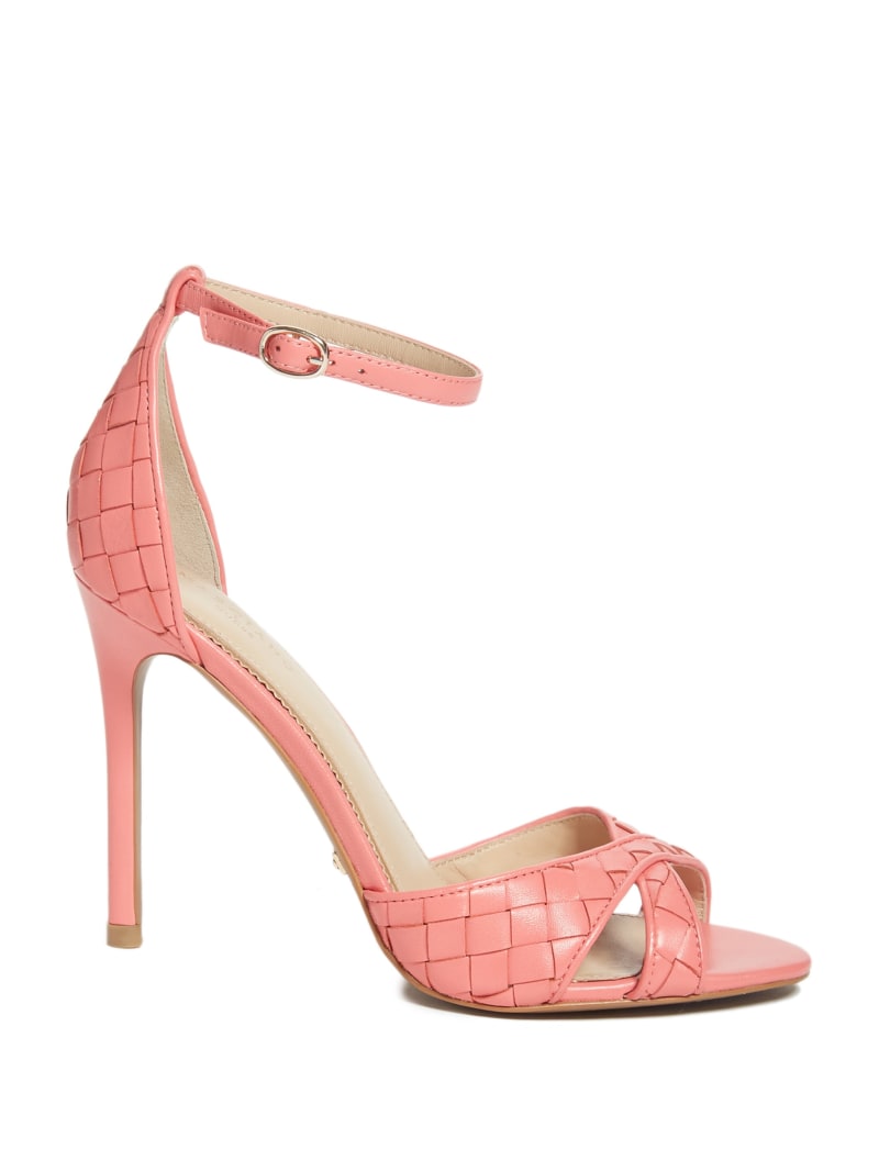 Sandały Damskie Guess Abieli Woven Skórzane Stiletto Pomarańczowe | 629573-WJY