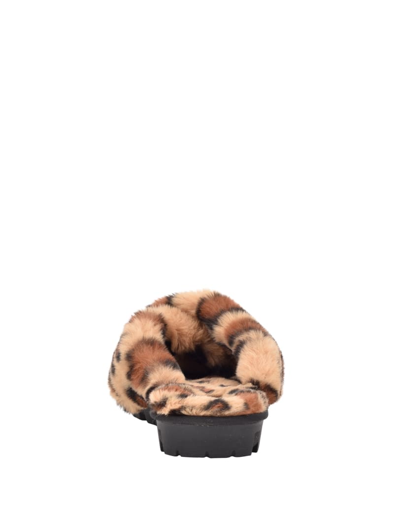 Sandały Damskie Guess Crisscross Fur Kapcie Brązowe | 102365-IJX