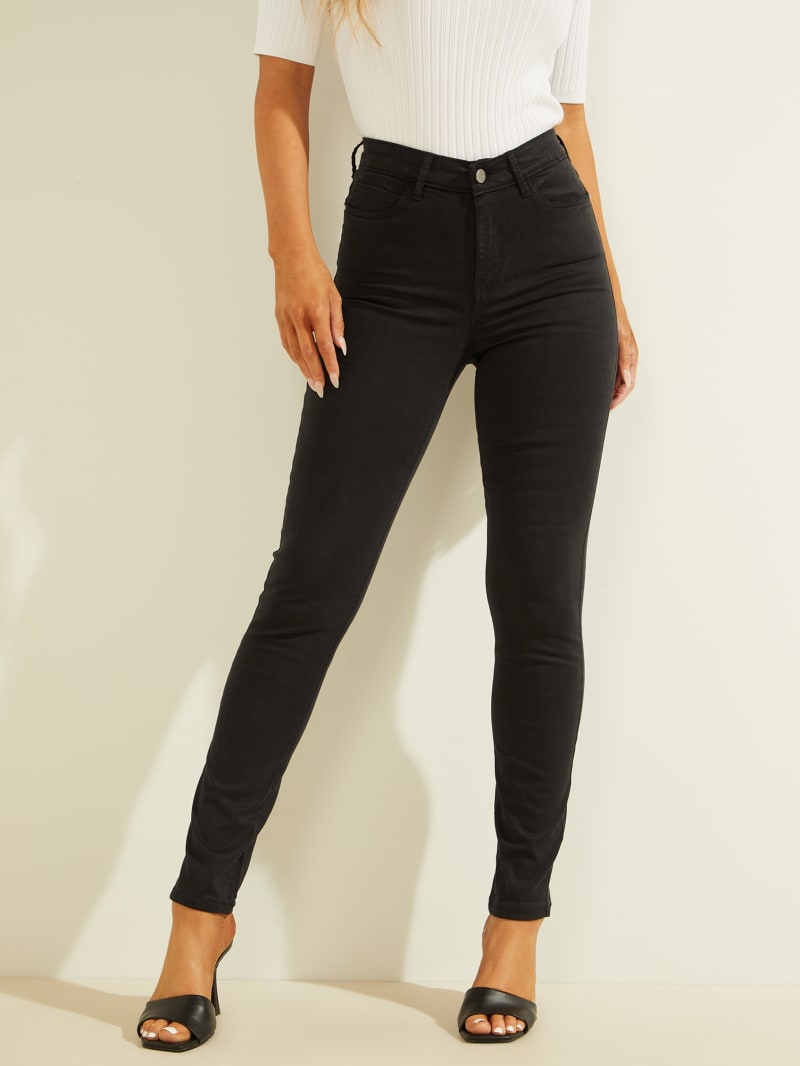 Spodnie Damskie Guess 1981 Satin Skinny Czarne | 947502-HQW