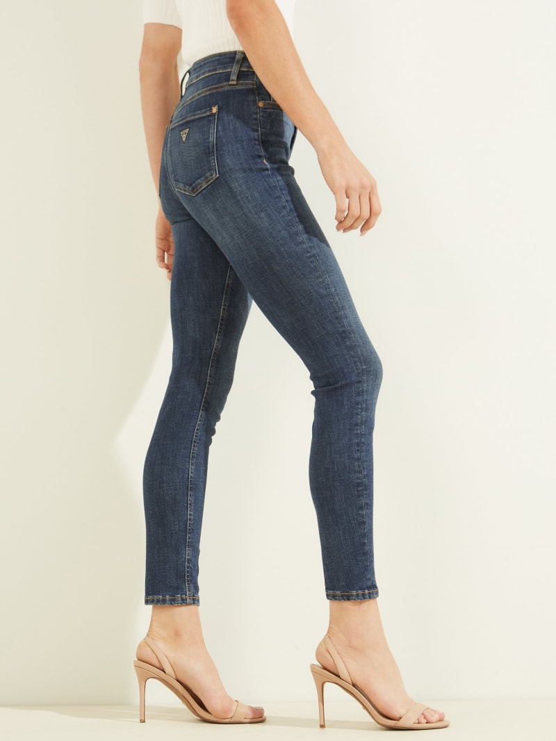 Spodnie Damskie Guess Alpha High-Rise Skinny Niebieskie | 507238-TBZ