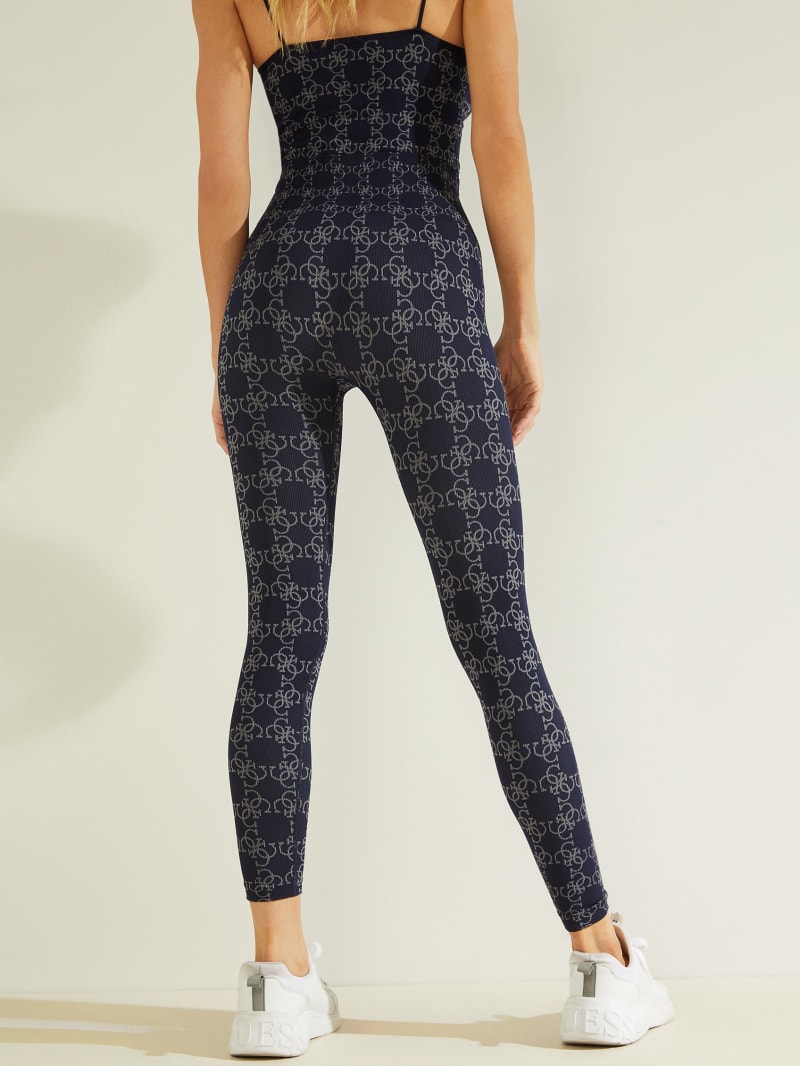 Spodnie Damskie Guess Della Logo Print Leggings Granatowe | 826071-FLA