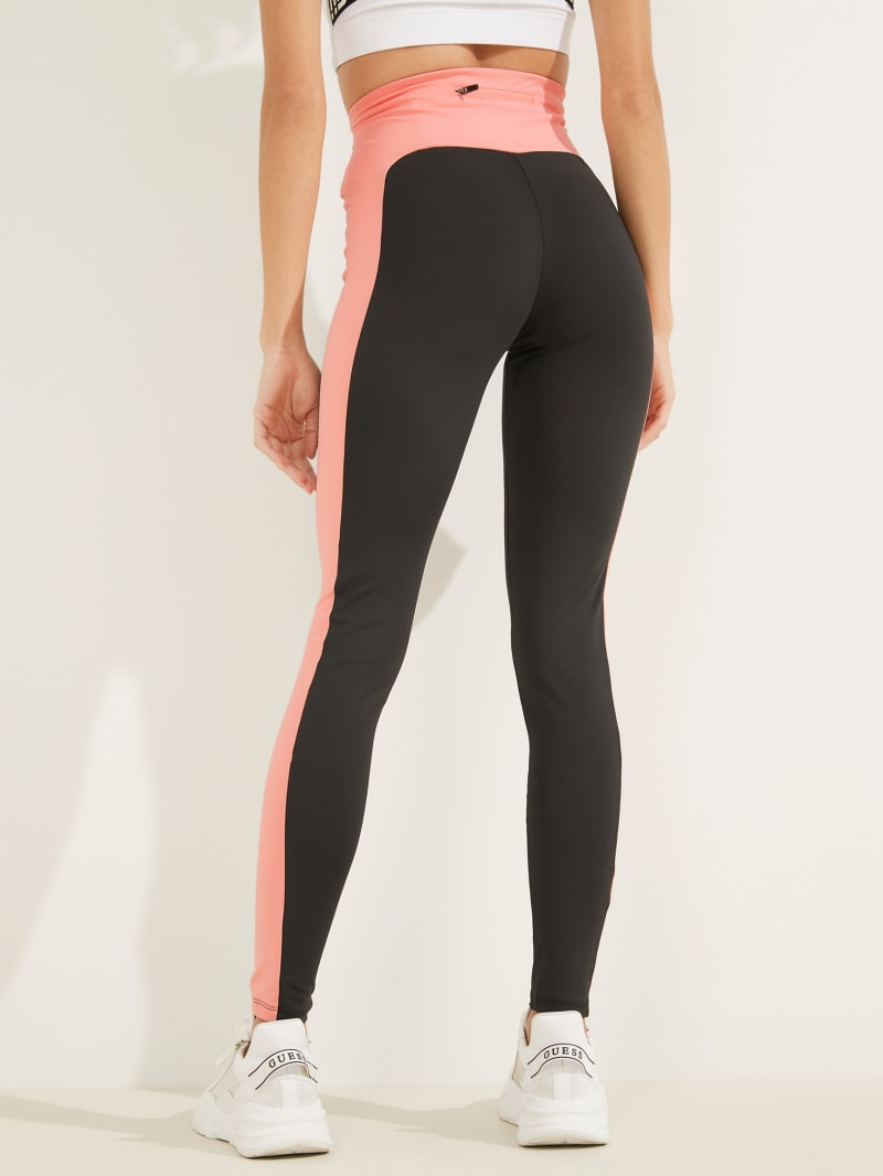 Spodnie Damskie Guess Dixie Leggings Czarne Różowe | 327061-EMA