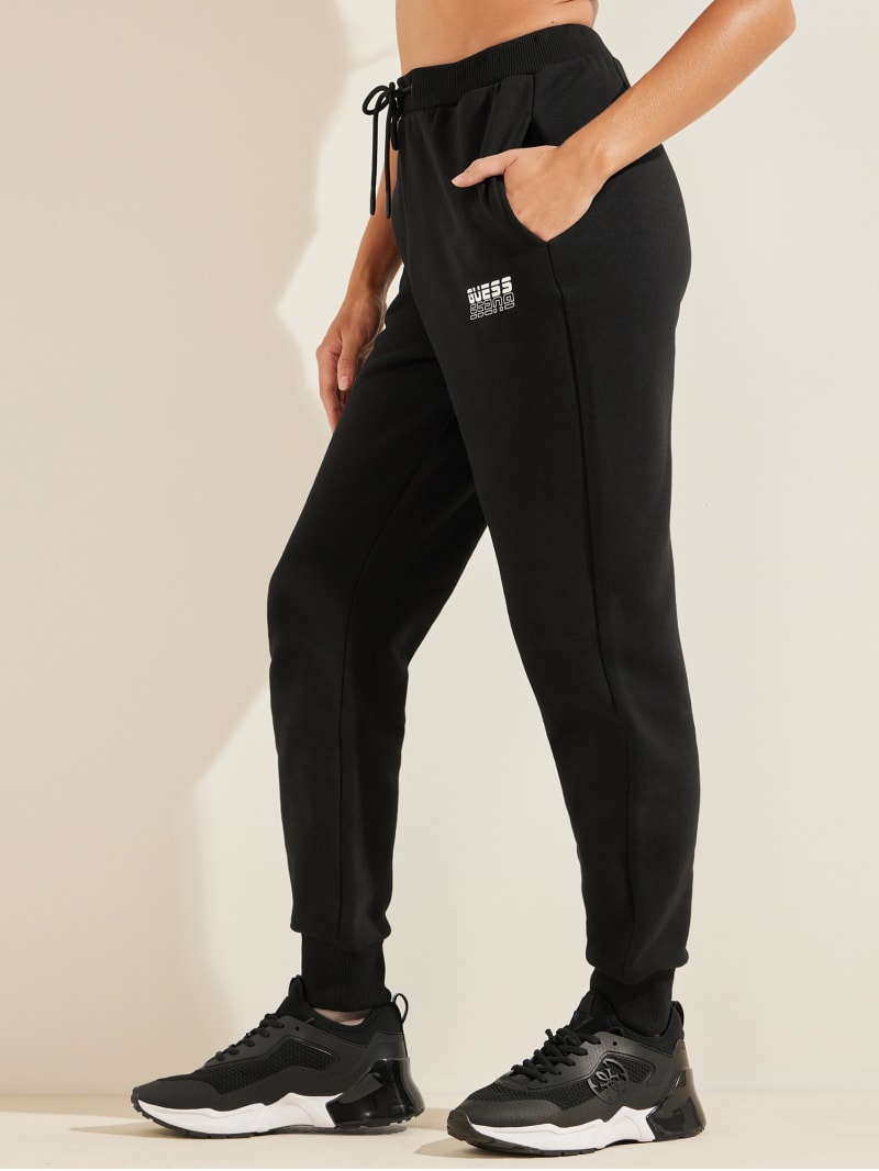 Spodnie Damskie Guess Eco Alisha Logo Joggers Czarne | 718320-KNB