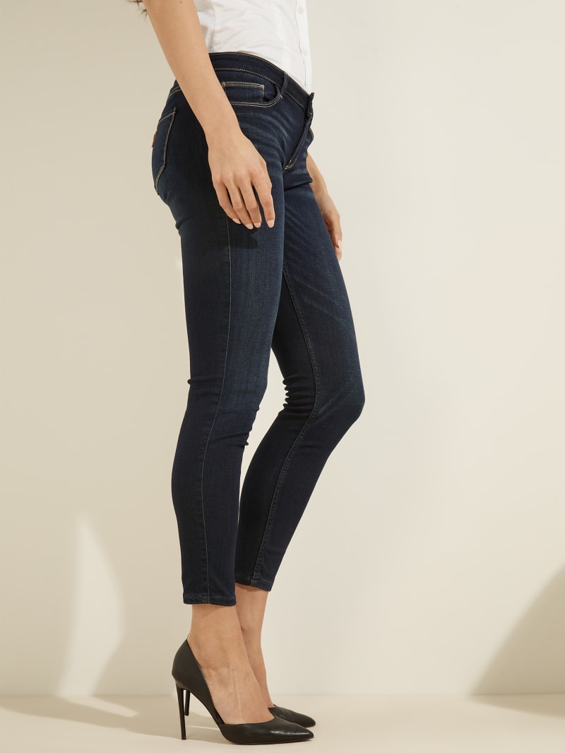 Spodnie Damskie Guess Low-Rise Power Skinny Niebieskie | 246397-PCT