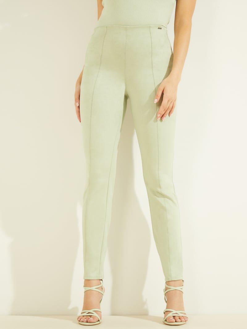 Spodnie Damskie Guess Maya Faux-Zamszowe Leggings Mięta | 205983-EHB