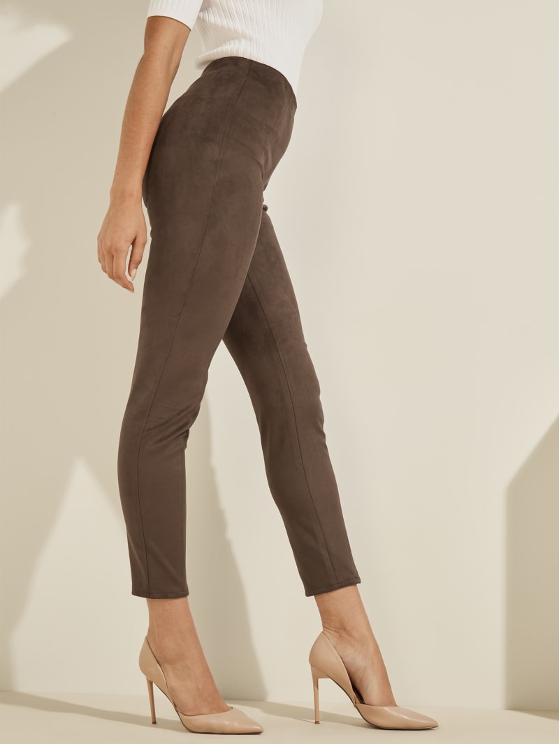 Spodnie Damskie Guess Maya Faux-Zamszowe Leggings Ciemny Kawa | 524381-SIY