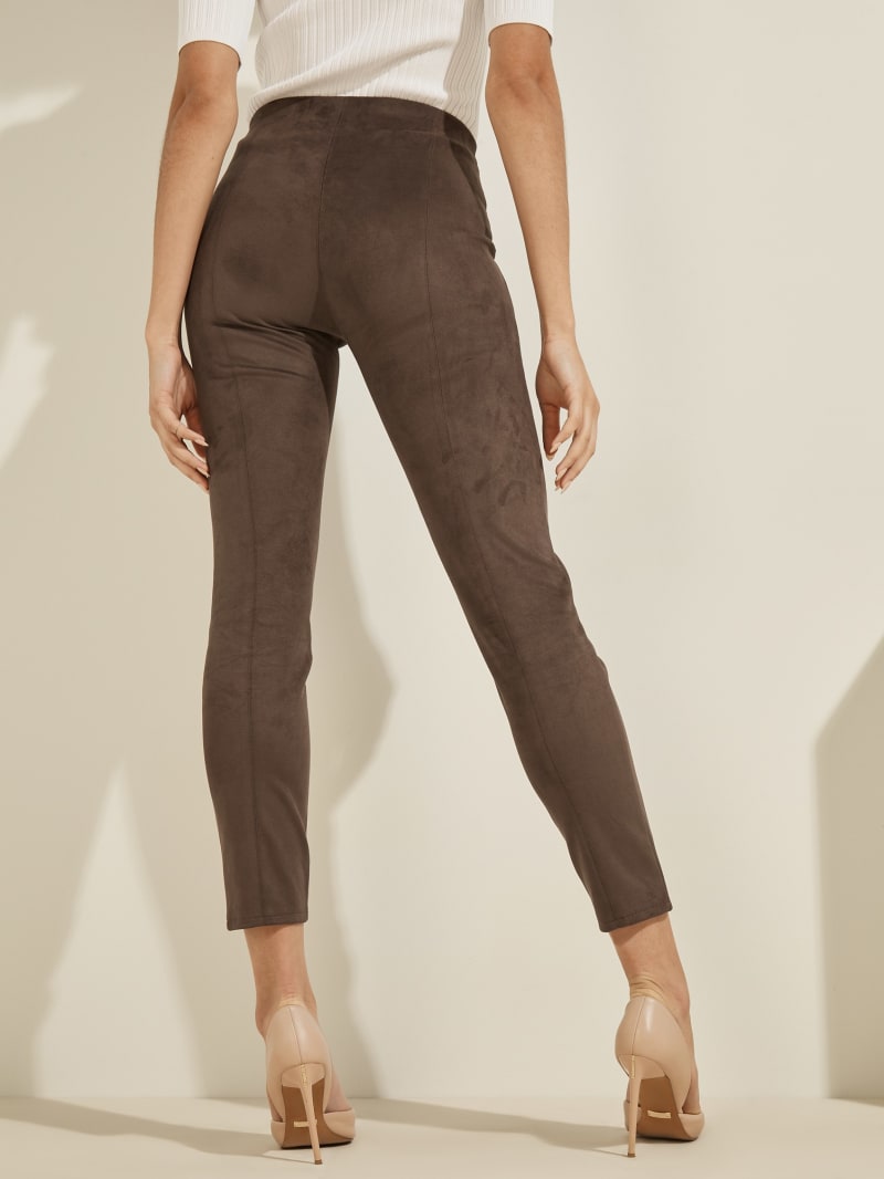 Spodnie Damskie Guess Maya Faux-Zamszowe Leggings Ciemny Kawa | 524381-SIY