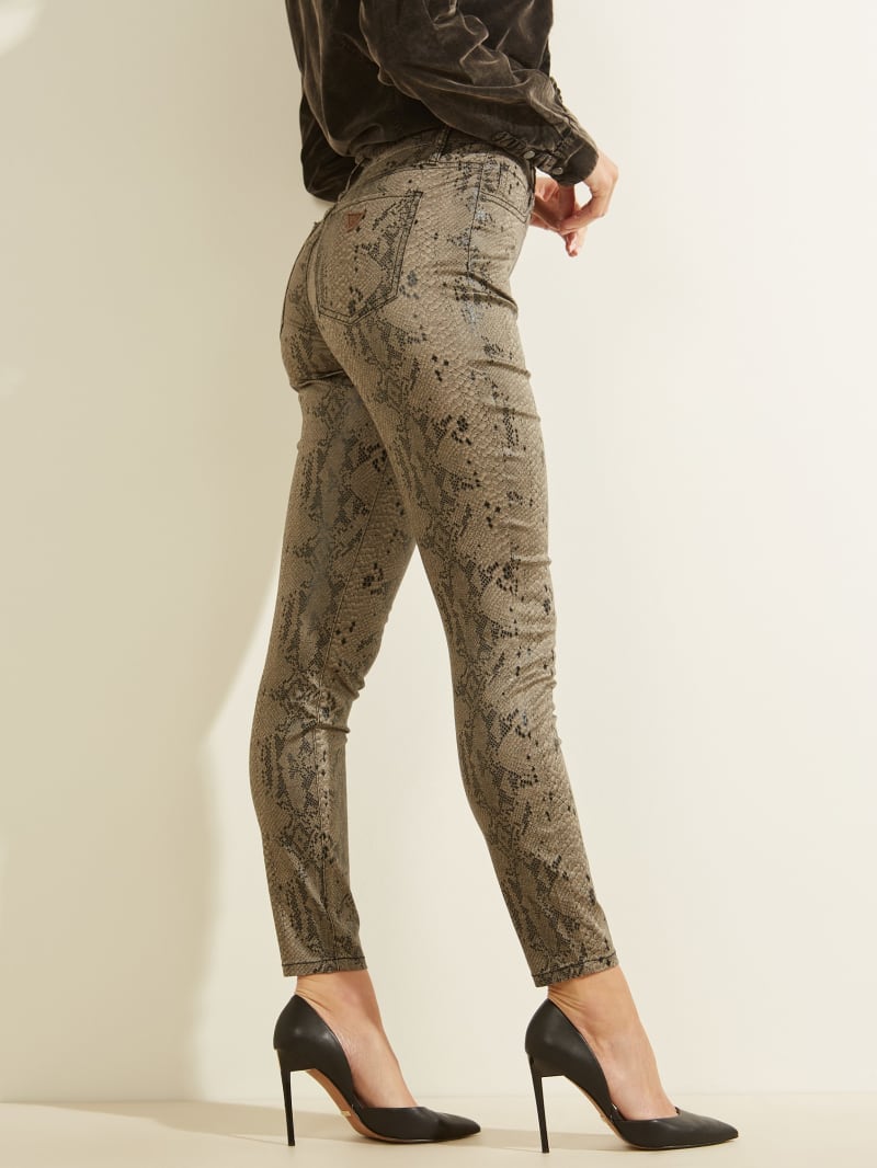 Spodnie Damskie Guess Snake Print Skinny Szare | 398274-FLO