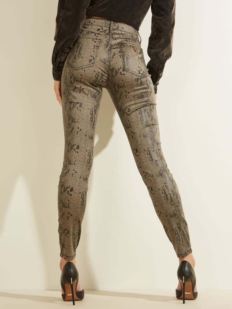 Spodnie Damskie Guess Snake Print Skinny Szare | 398274-FLO