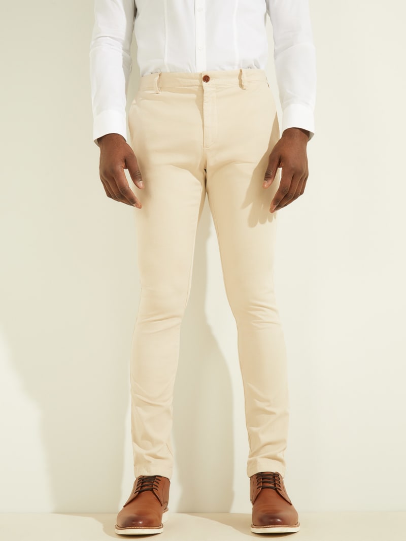 Spodnie Męskie Guess Easy Chino Beżowe | 471206-ROZ