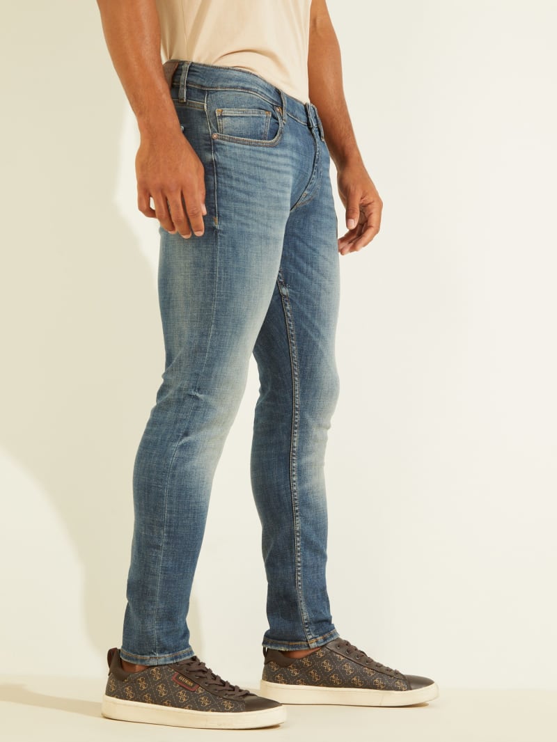 Spodnie Męskie Guess Eco Chris Light Wash Skinny Głęboka Niebieskie | 028359-RTV