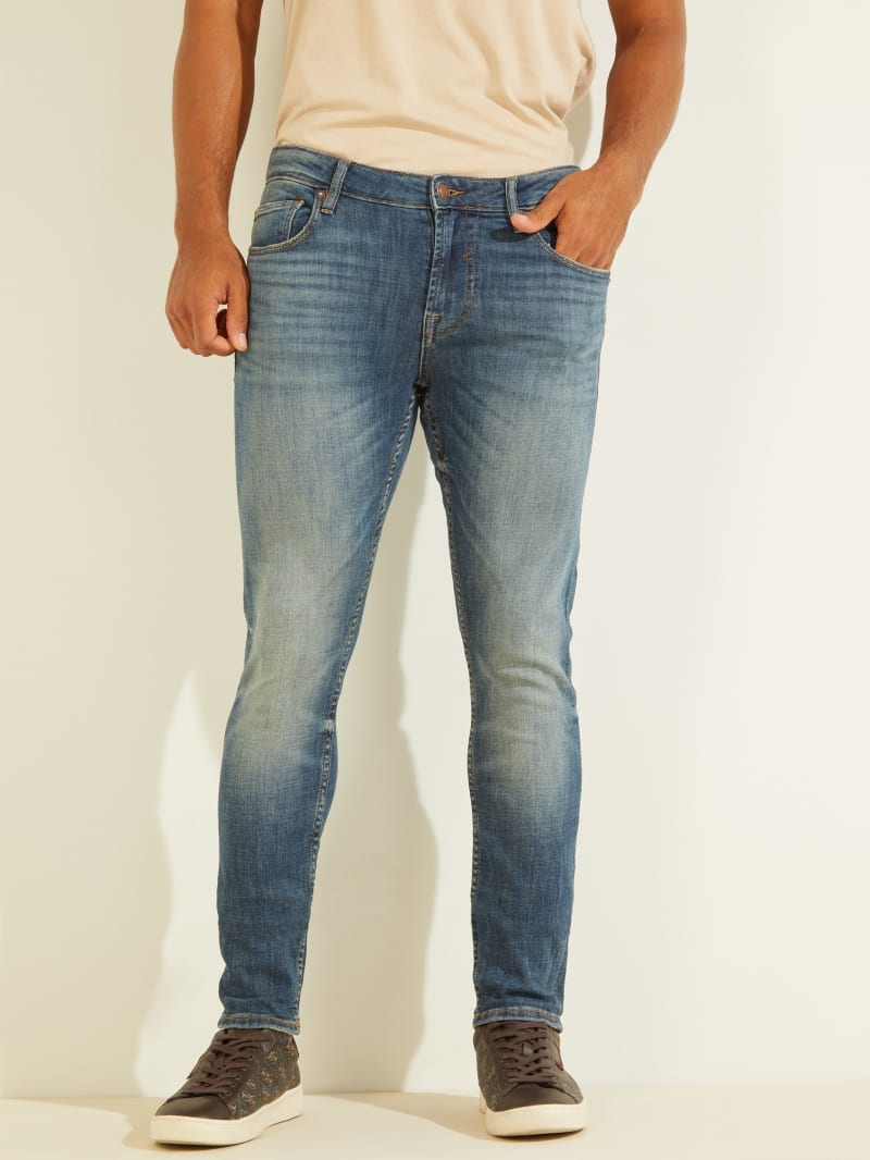 Spodnie Męskie Guess Eco Chris Light Wash Skinny Głęboka Niebieskie | 028359-RTV