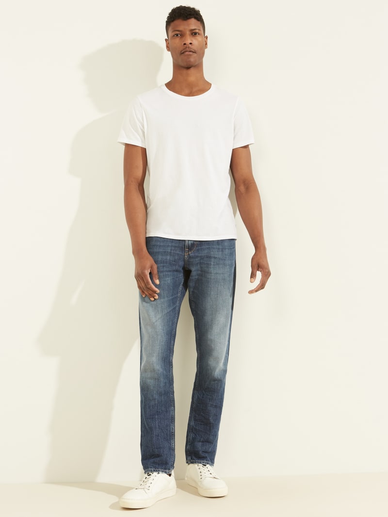 Spodnie Męskie Guess Eco Dark Wash Slim Tapered Głęboka Niebieskie | 615832-KYW