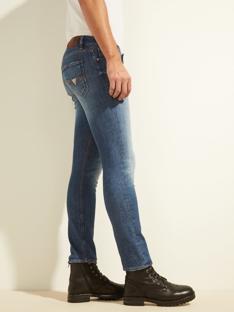 Spodnie Męskie Guess Eco Miami Low-Rise Skinny Niebieskie | 146539-AMY