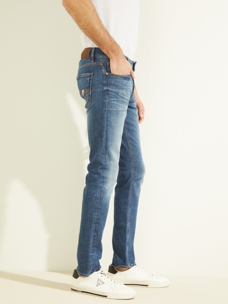 Spodnie Męskie Guess Eco Miami Low-Rise Skinny Głęboka Niebieskie | 780615-GUP