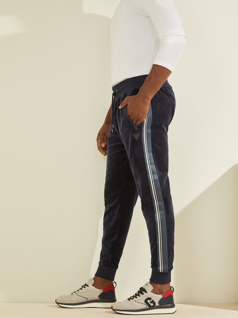 Spodnie Męskie Guess Fulham Velvet Joggers Granatowe | 910347-DKT