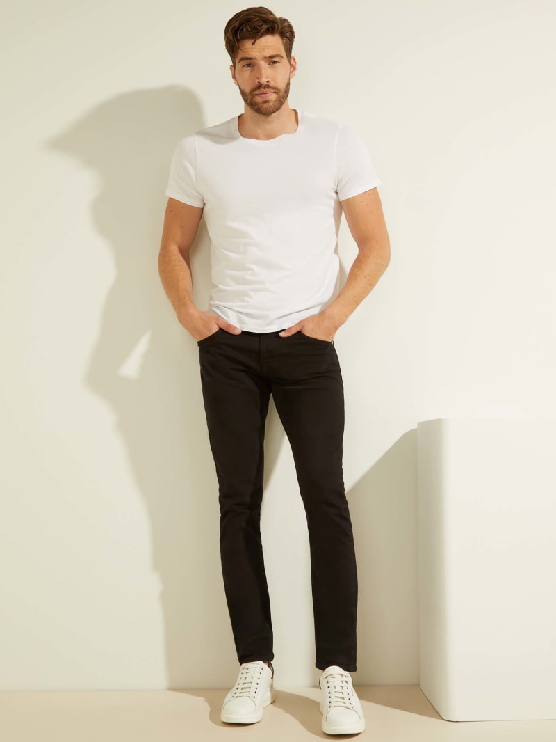 Spodnie Męskie Guess Klasyczne Solid Skinny Czarne | 284915-TDV