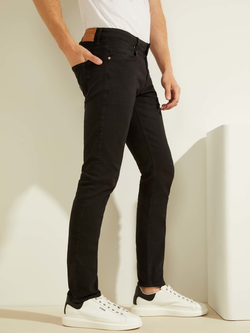 Spodnie Męskie Guess Klasyczne Solid Skinny Czarne | 284915-TDV