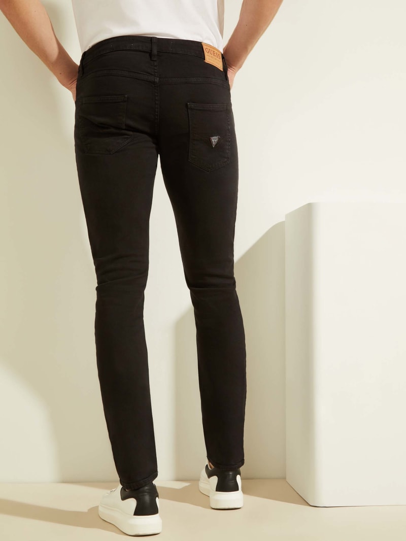 Spodnie Męskie Guess Klasyczne Solid Skinny Czarne | 284915-TDV