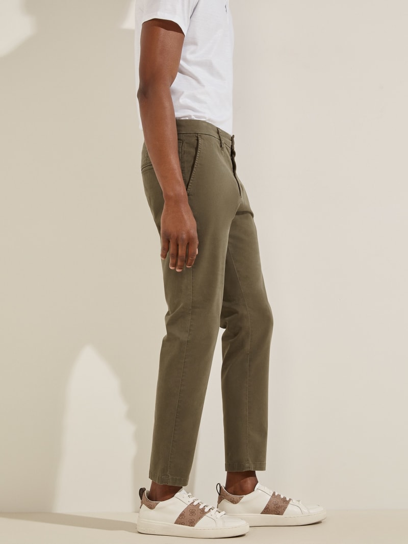 Spodnie Męskie Guess Myron Twill Skinnys Oliwkowe | 476152-SCP