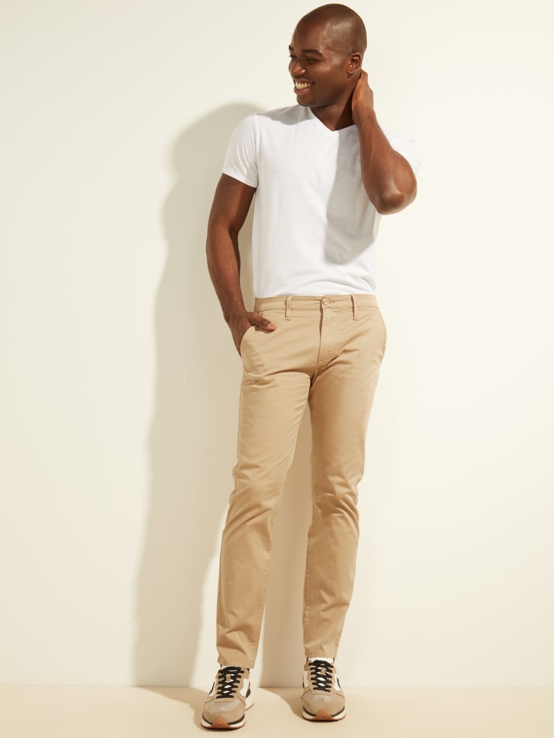 Spodnie Męskie Guess Toro Twill Chinos Beżowe | 361870-HUB