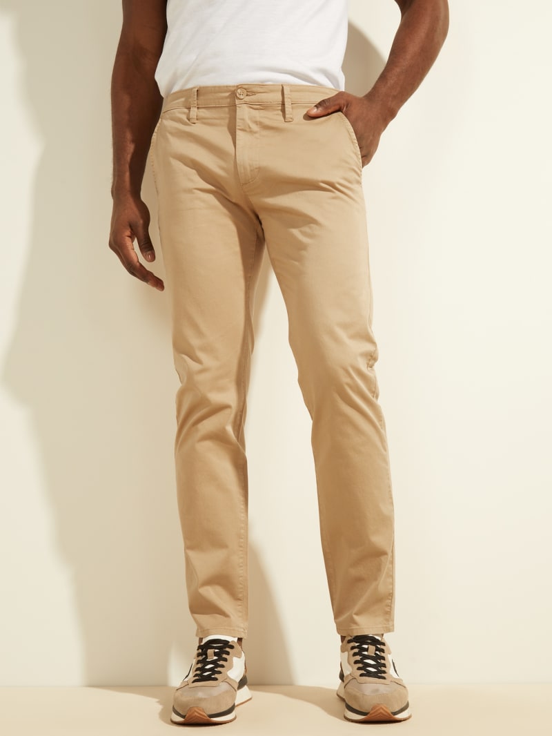 Spodnie Męskie Guess Toro Twill Chinos Beżowe | 361870-HUB