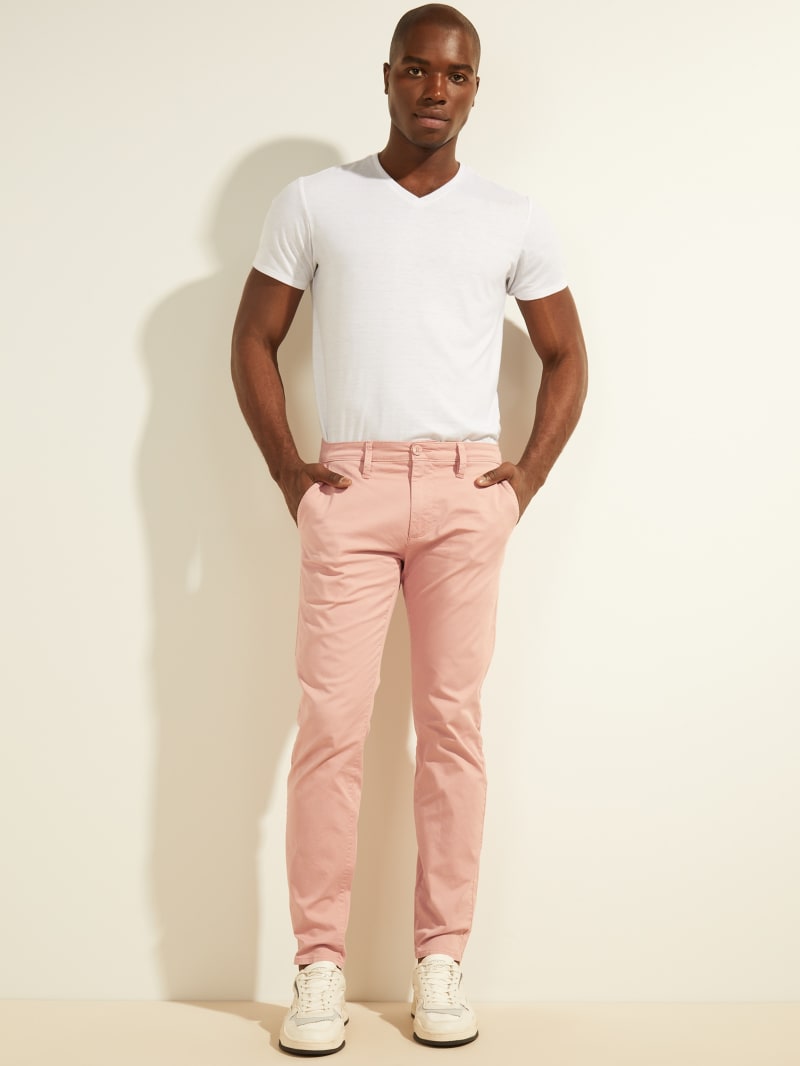 Spodnie Męskie Guess Toro Twill Chinos Różowe | 352478-DGN