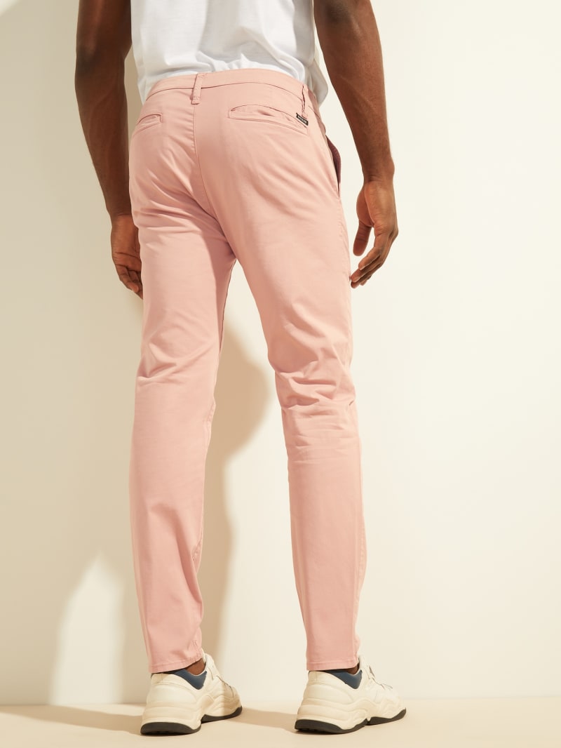 Spodnie Męskie Guess Toro Twill Chinos Różowe | 352478-DGN