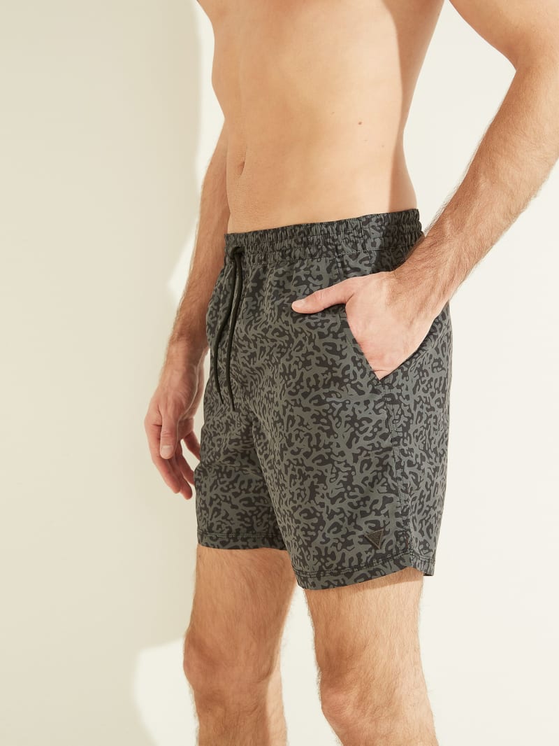 Stroje Kąpielowe Męskie Guess Abstract Swim Trunks Szare | 056928-TXW